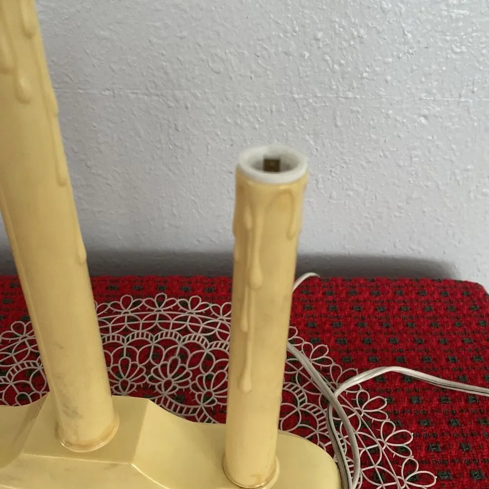 Vintage Electric 3 Light Tiered Christmas Window Candle Candelabra Dripping Wax